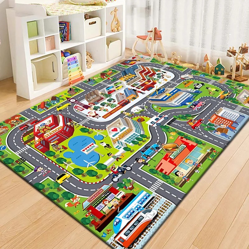 Outdoor Adventure Toys - Renkli Çocuklar Şehir Haritası Oyun Matı