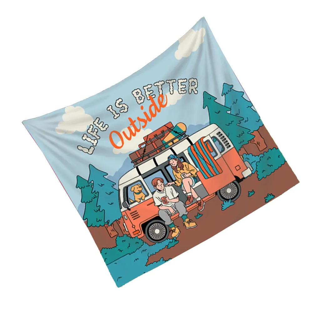 Retro Karavan Gobleni, Açık Ha - Outdoor Adventure Background incelemesi ve fiyatı
