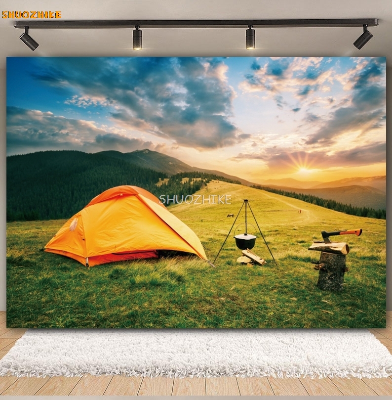 Açık Orman Kamp Zemin Fotoğraf - Outdoor Adventure Background incelemesi ve fiyatı