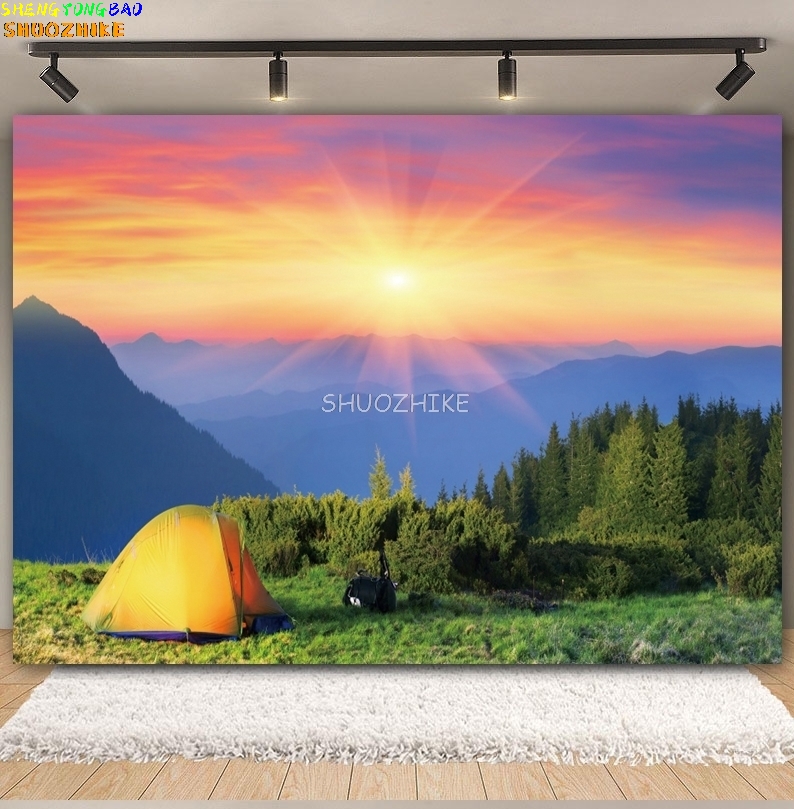 Açık Orman Kamp Zemin Fotoğraf - Outdoor Adventure Background incelemesi ve fiyatı
