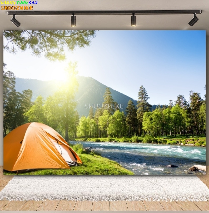 Açık Orman Kamp Zemin Fotoğraf - Outdoor Adventure Background incelemesi ve fiyatı